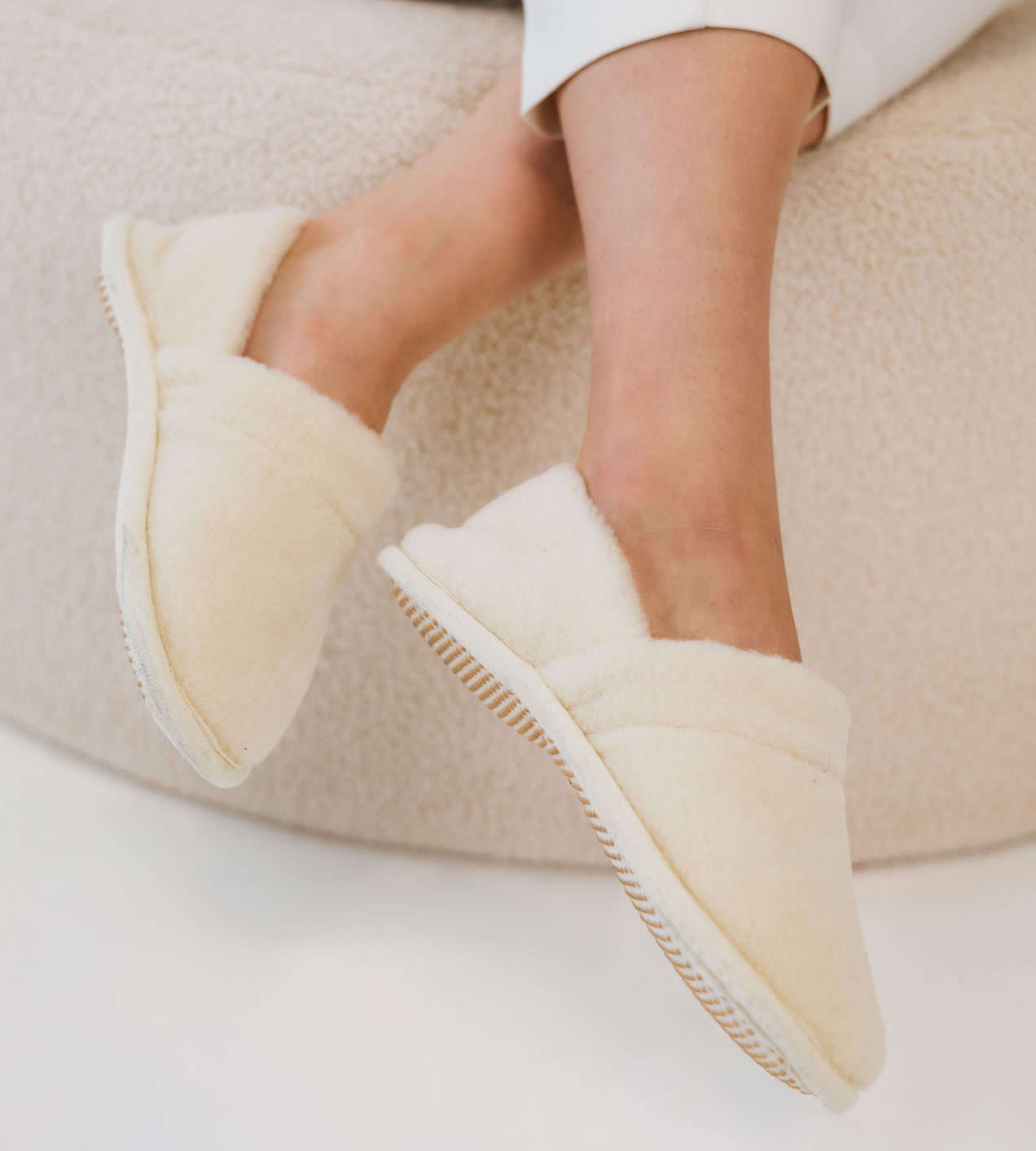 Kapcie Merino WoolVibes Ecru